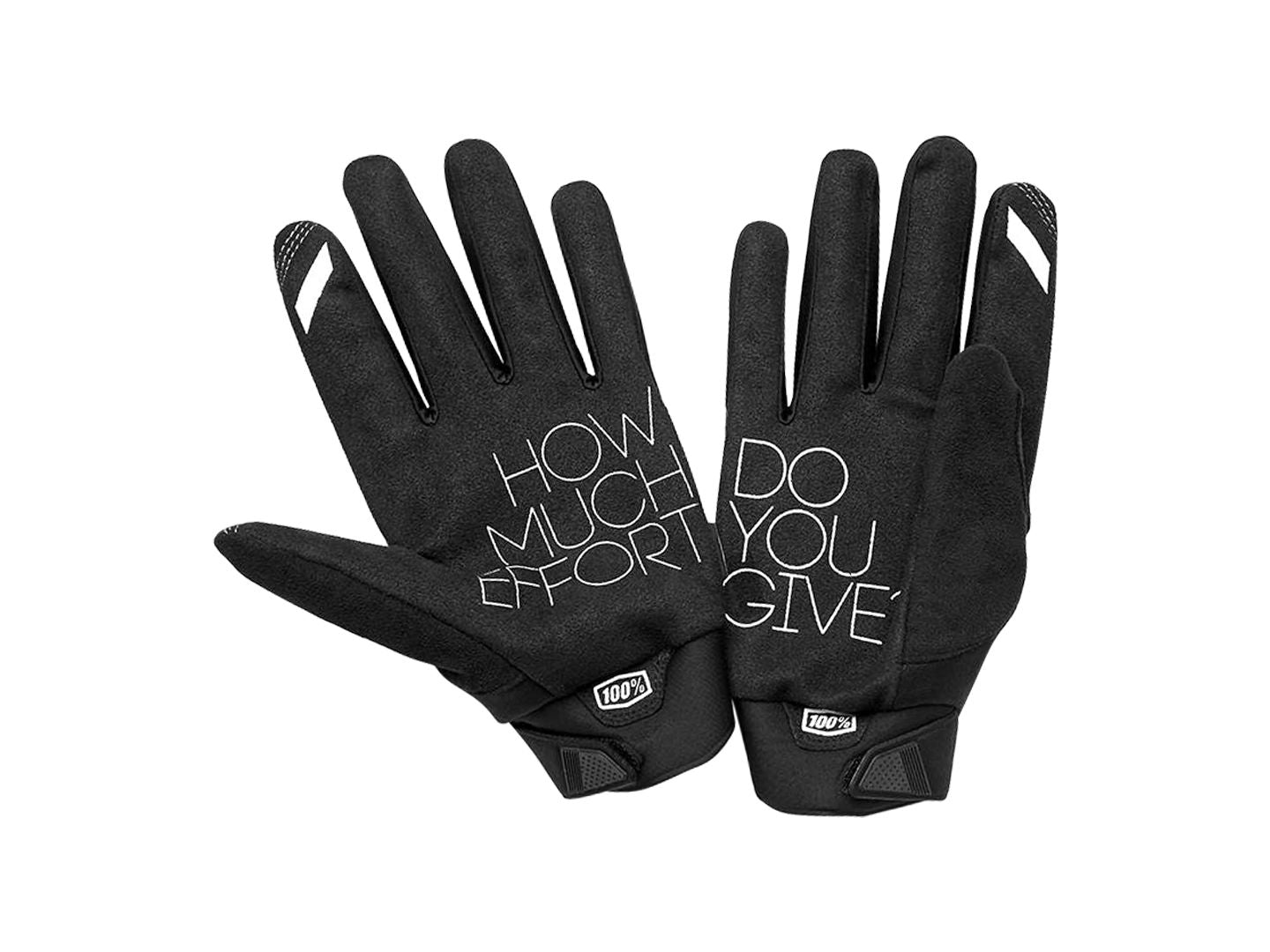 100% Brisker Gloves - Black Full Finger Men's X-Large
