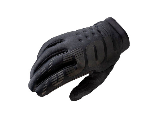 100% Brisker Gloves - Black Full Finger Men's Large
