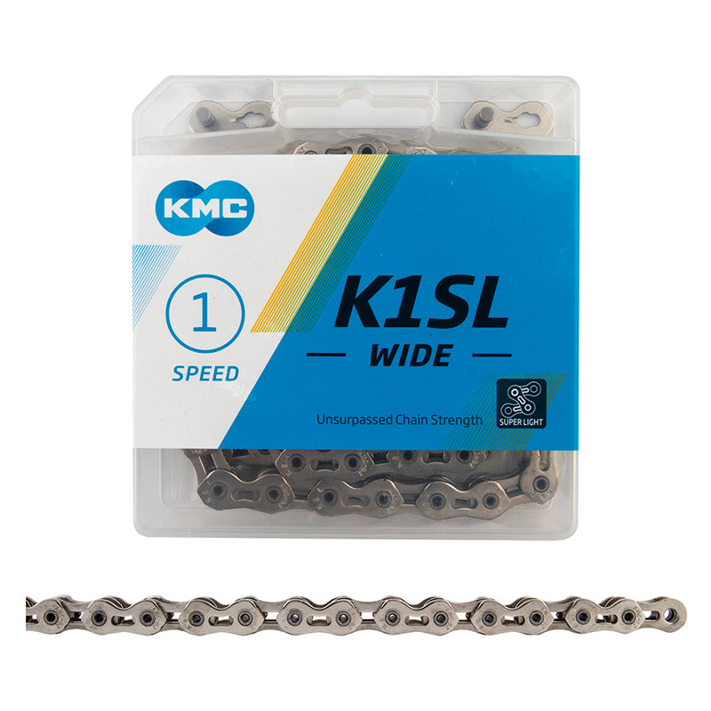 KMC K1SL SuperLite Kool Wide Chain - Single Speed 1/2" x 1/8" 100 Links Silver