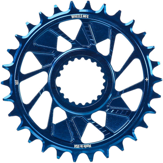Wheels Manufacturing Direct Mount Chainring - 30t Shimano Direct Mount 1.5mm Outboard Offset HG+ Chain Compatible Blue