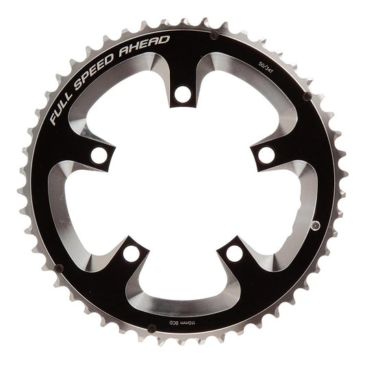 Full Speed Ahead Super Road Chainring - 50t 110 BCD 5-Bolt Aluminum N11 BLK/Silver