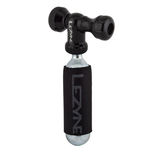 Lezyne Control Drive C0-2 Inflator Slip-fit Shcrader/Presta includes 16g cartridge Neoprene Sleeve BLK