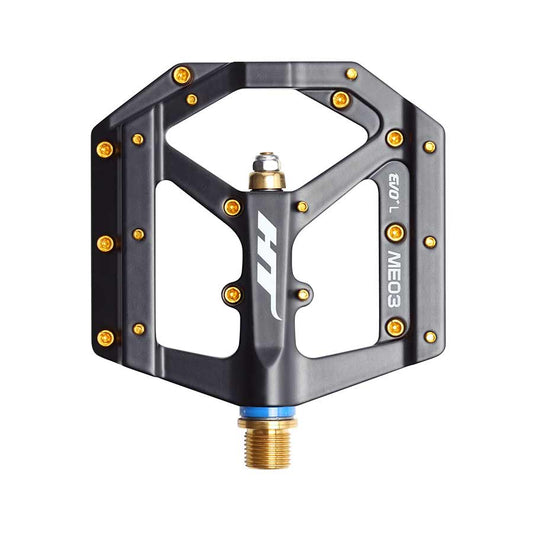 HT Components ME03T EVO+ MAG Platform Pedals Body: Magnesium Spindle: Titanium 9/16'' Black Pair
