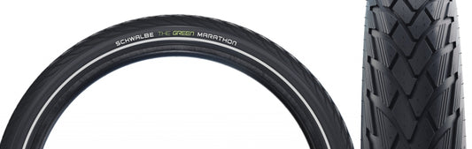 Schwalbe Green Marathon Tire - 700 x 38-40 Clincher Wire BLK/Reflective Performance Line GreenGuard TwinSkin Addix