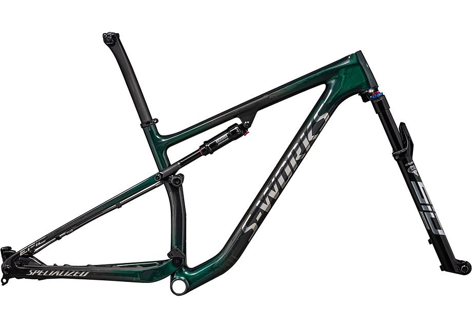 Specialized epic S-Works frmset gloss green tint fades over carbon / chrome xl