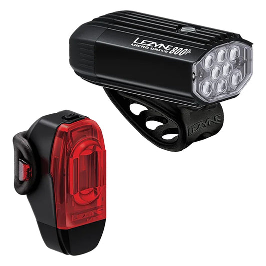 Lezyne Micro Drive 800+/KTV Drive+ Headlight/Taillight Set - Black