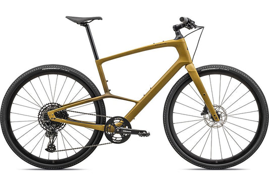 2023 Specialized Sirrus X 5.0 Bike Satin Harvest Gold / Harvest Gold Tint Fade / Obsidian Speckle / Satin Obsidian Reflective S