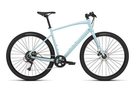 2025 Specialized sirrus x 1.0 km bike gloss sea foam / dune white reflective s