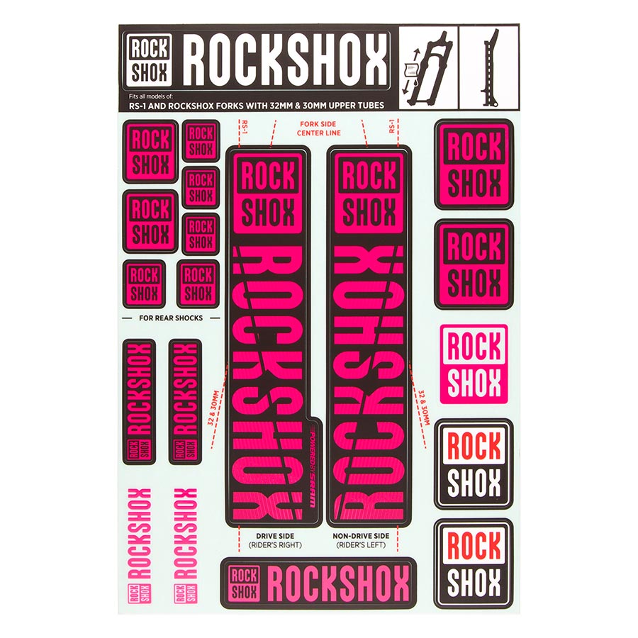RockShox Fork Decal Kit - 30/32mm/RS1 Magenta