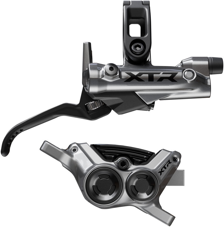 Shimano XTR M9220 Enduro Disc Brake Lever - Right/Rear Post Mount 4-Piston Caliper SM-BH90-SBM Hose Finned Metal Pads Gray