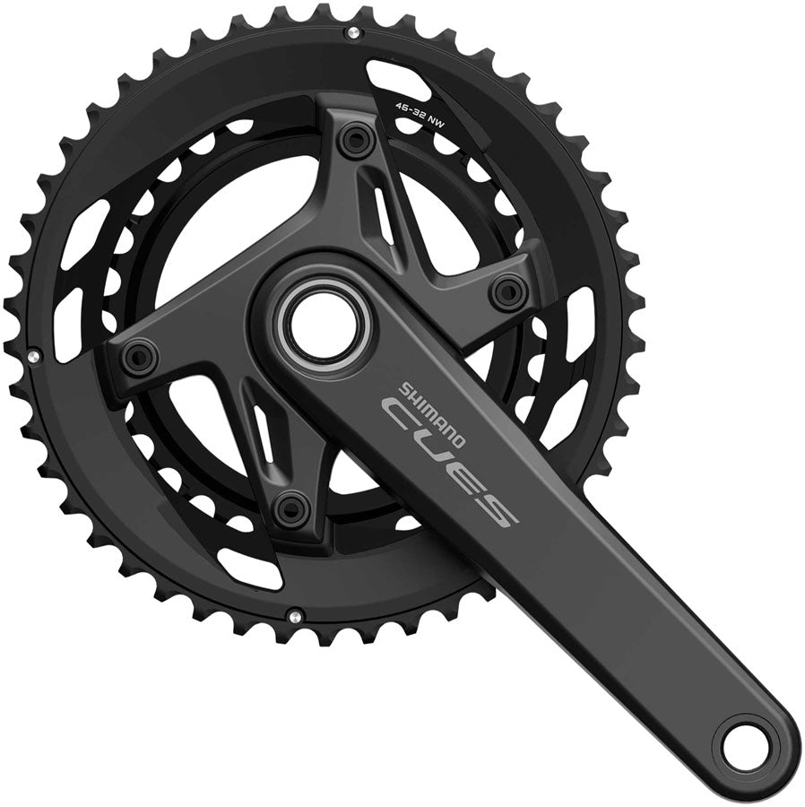 Shimano CUES FC-U6040-2 Crankset - 172.5mm 9/10-Speed 46/32t Asymmetric 110 BCD Hollowtech II Crankarms BLK