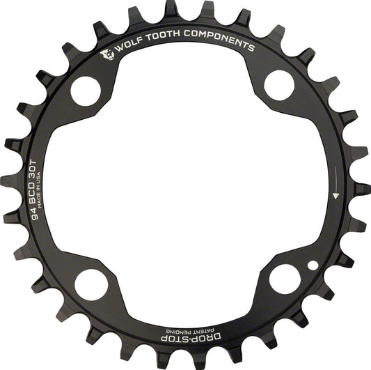Wolf Tooth 94 BCD Chainring - 34t 94 BCD 4-Bolt Drop-Stop A For SRAM Cranks BLK