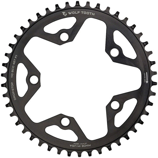 Wolf Tooth 110 BCD Cyclocross Road Chainring - 36t 110 BCD 5-Bolt Drop-Stop B BLK