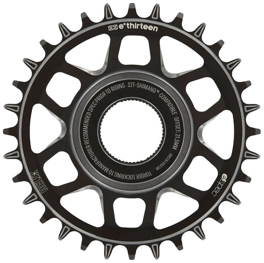 e*thirteen Helix Core e*spec Chainring 32T Shimano Direct Mount 55mm Chainline 21.5mm Offset Shimano/Sram 11/12s Compatible BLK