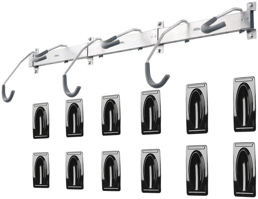 Delta Heavy Duty Track Rack Wall Mount Bike Rack - 6-Bike Silver