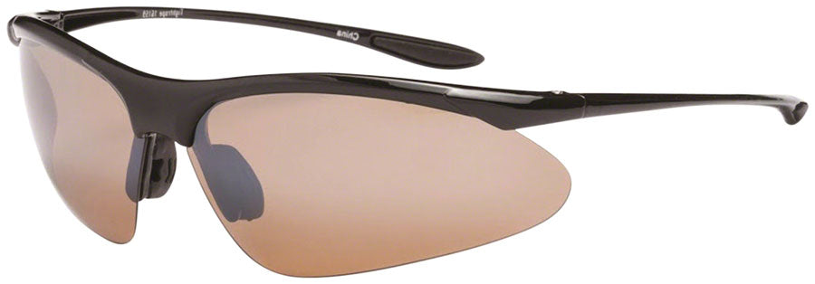 ONE Tightrope Polarized Sunglasses: Shiny Black with Brown Silver Flash Lens