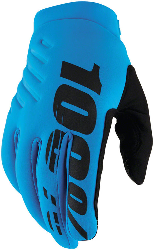 100% Brisker Gloves - Turquoise Full Finger Men's Large