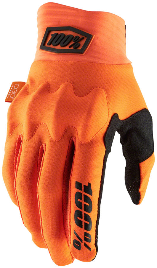 100% Cognito Gloves - Flourescent Orange/Black Full Finger Men's Small