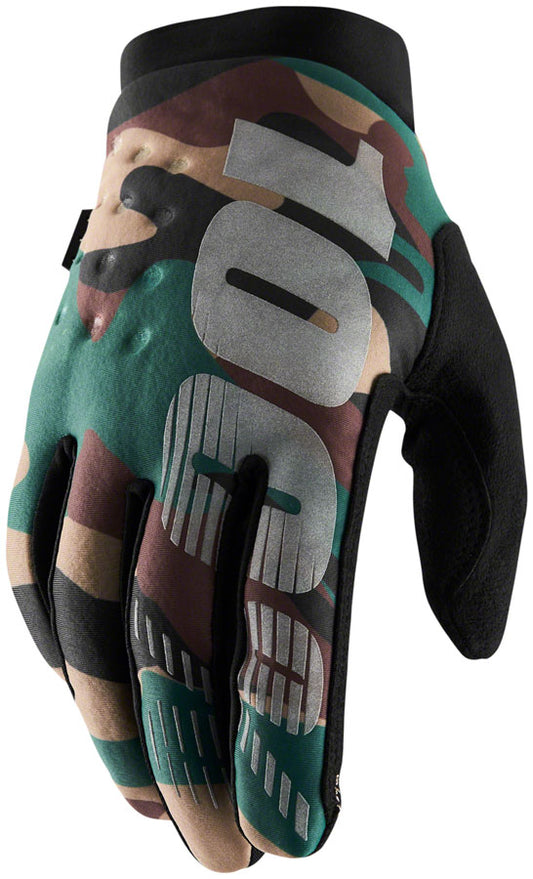 100% Brisker Gloves - Camo/Black Full Finger Men's Large