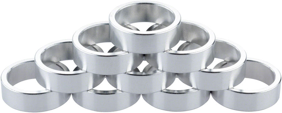 Problem Solvers Headset Stack Spacer - 25.4 10mm Aluminum Silver Bag of 10