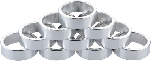 Problem Solvers Headset Stack Spacer - 25.4 10mm Aluminum Silver Bag of 10