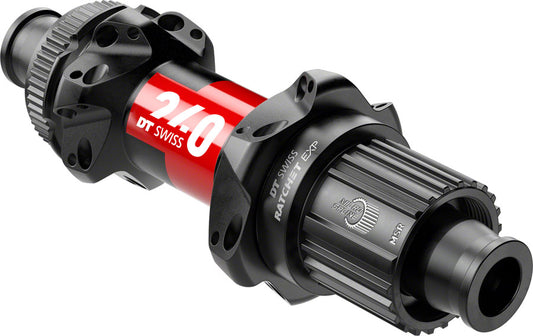 DT Swiss 240 EXP Rear Hub - 12 x 142mm Center-Lock Micro Spline BLK/Red 24H 36pt Straight Pull