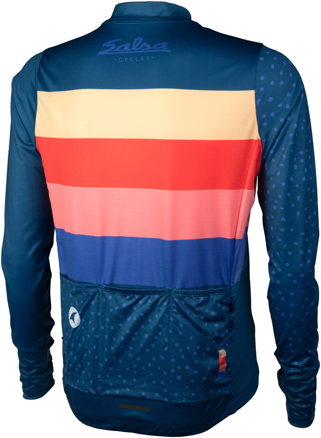 Salsa Team Polytone Men's Long Sleeve Jersey - Dark Blue w/ Stripes Medium