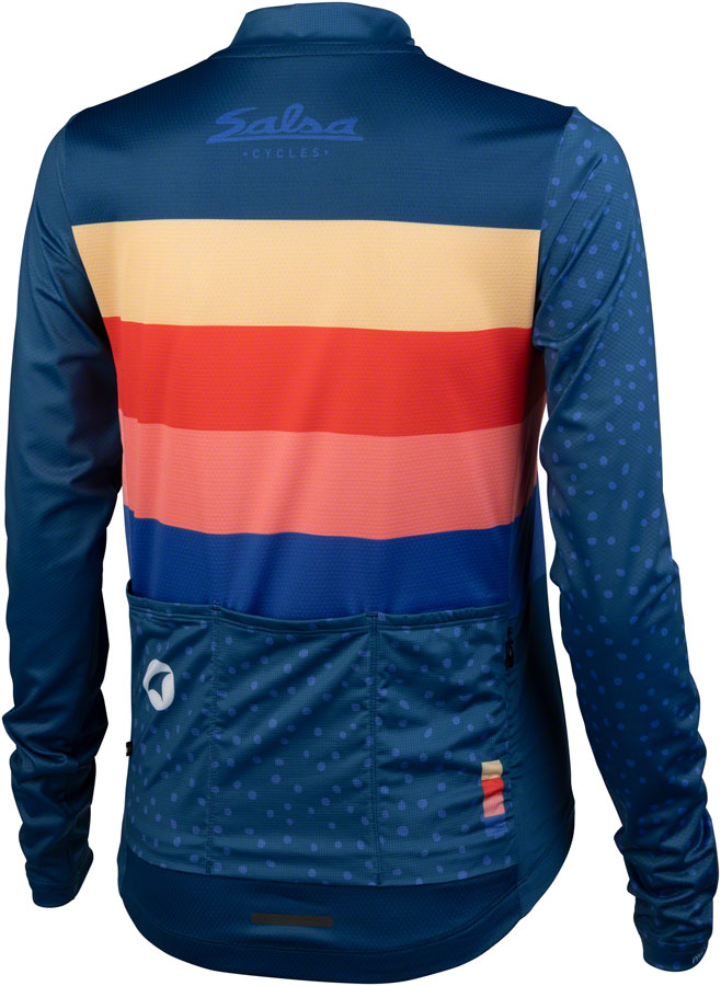 Salsa Team Polytone Women's Long Sleeve Jersey - Dark Blue w/ Stripes Medium