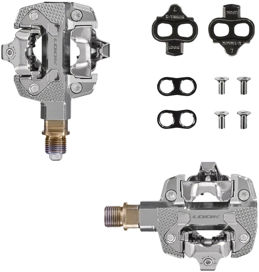 LOOK X-TRACK Single Power Pedals - Dual Sided Clipless Chromoly 9/16" Silver