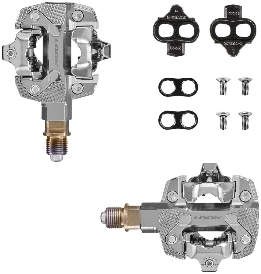 LOOK X-TRACK Dual Power Pedals - Dual Sided Clipless Chromoly 9/16" Silver