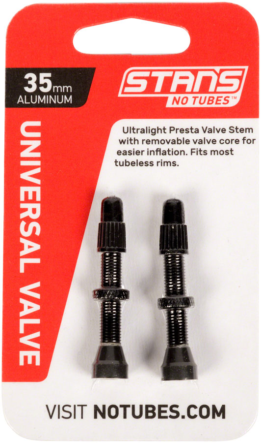 Stan's Alloy Valve Stems - 35mm Pair Black