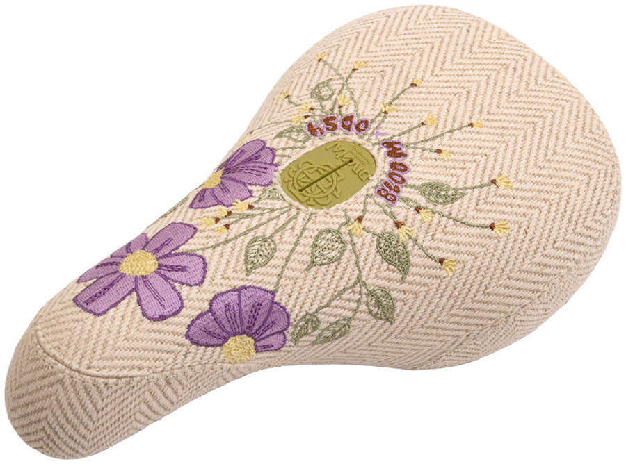 Odyssey X Bloom BMX Seat - Pivotal Cream Corduroy w/ Floral Embroidery Fat