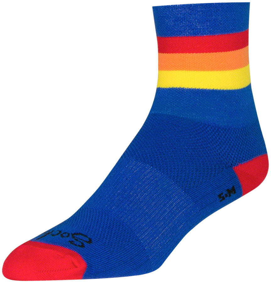 SockGuy Classic Vintage Socks - 4" Blue/Red/Orange/Yellow Large/X-Large