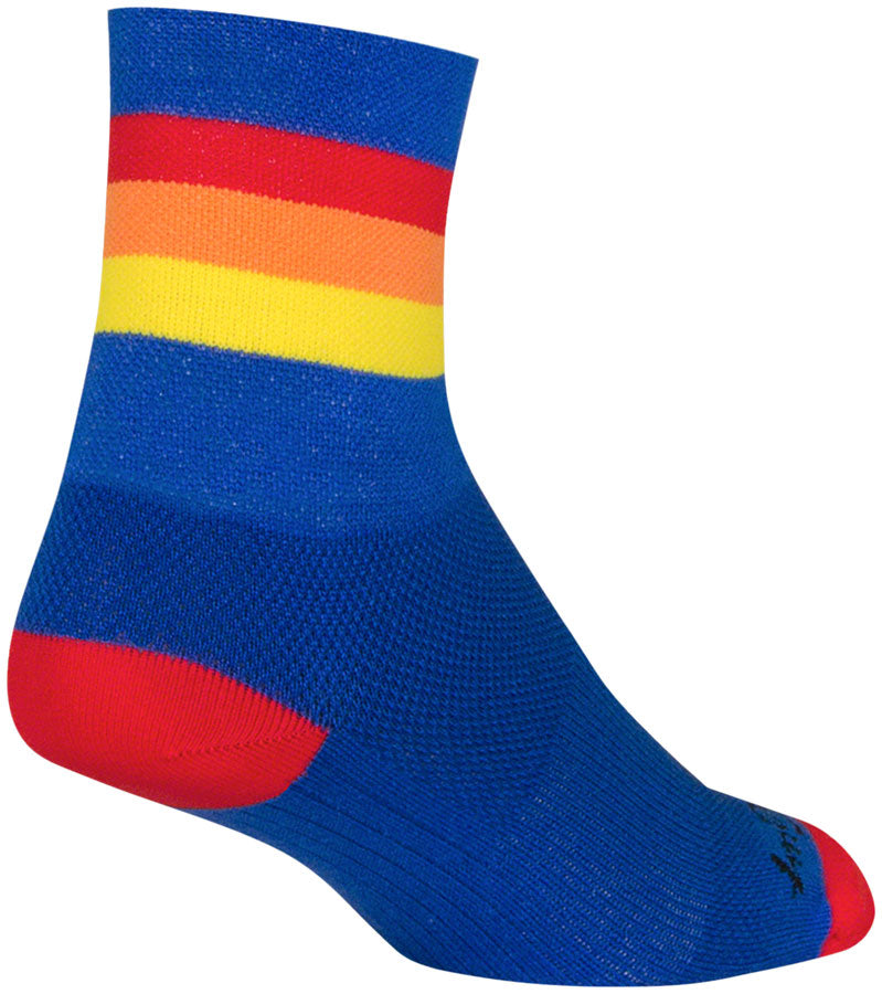 SockGuy Classic Vintage Socks - 4" Blue/Red/Orange/Yellow Large/X-Large