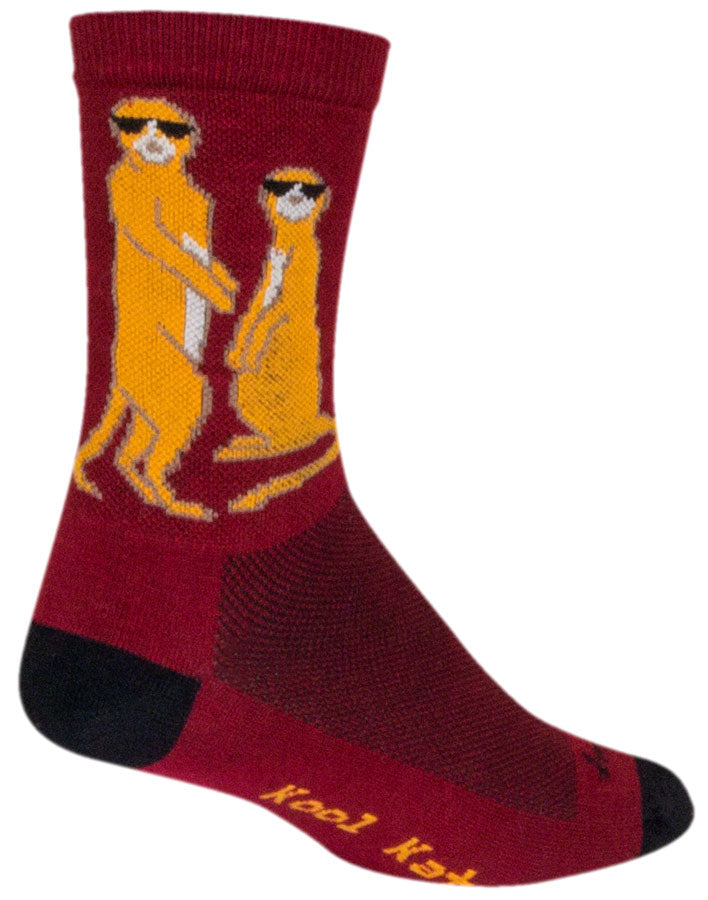 SockGuy Crew Kool Kats Socks - 6" Burgundy Small/Medium