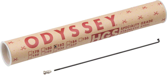 Odyssey HGS Spokes - Stainless Straight 14g 182mm BLK Box of 40 Includes Nipples