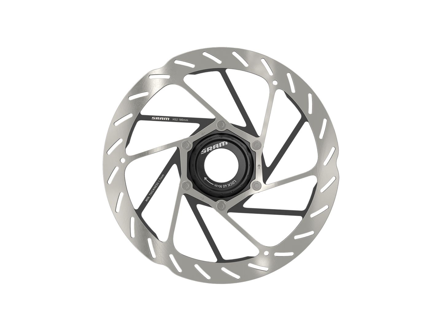 SRAM HS2 Disc Brake Rotor - 180mm Center Lock Rounded Silver/Black