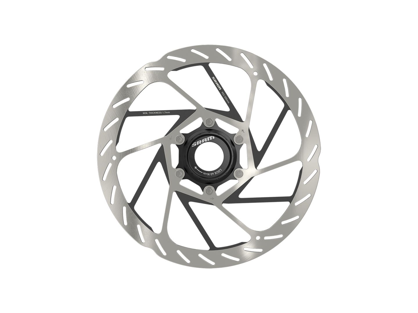 SRAM HS2 Disc Brake Rotor - 200mm Center Lock Rounded Silver/Black