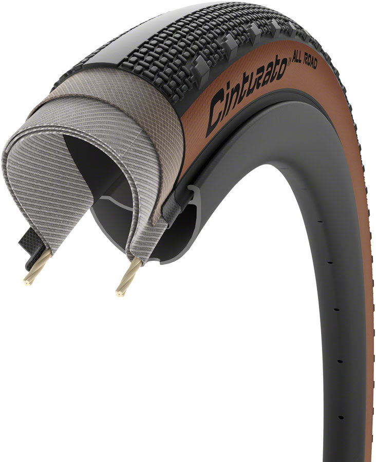 Pirelli Cinturato All Road Tire - 700 x 40 Tubeless Folding Classic Tan TechWALL+ Pro Gravel