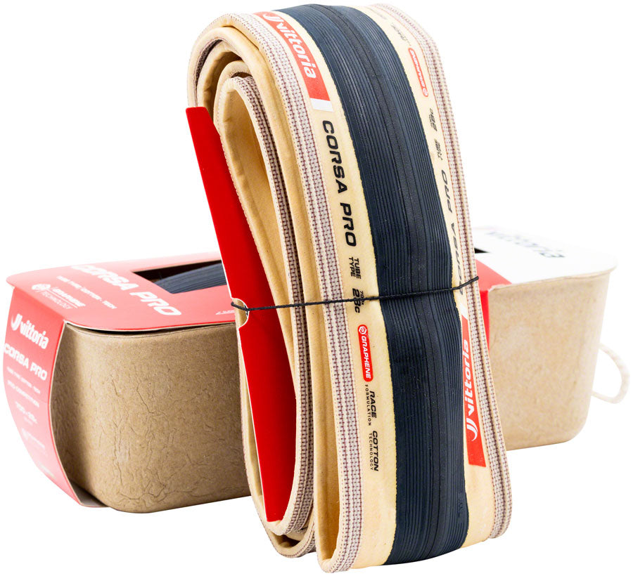 Vittoria Corsa Pro Tire - 700 x 26 Clincher Folding BLK/Tan Graphene + Silica G2.0