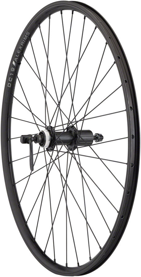 Quality Wheels Value Double Wall Series Rim+Disc Rear Wheel - 26" QR x135mm Center-Lock/Rim Brake HG10 BLK Clincher 32H