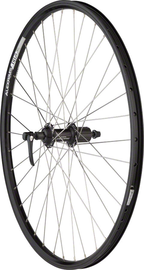 Quality Wheels Shimano/DH19 Rear Wheel - 26" QR x 135mm Rim Brake HG 10 BLK Clincher 36H