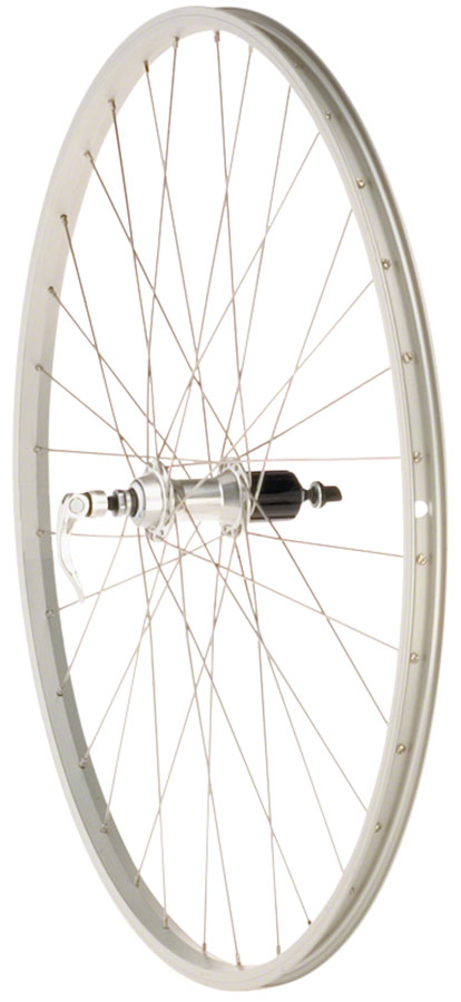 Quality Wheels Value Single Wall Series Rear Wheel - 700 QR x 130mm Rim Brake HG 10 Silver Clincher 36H