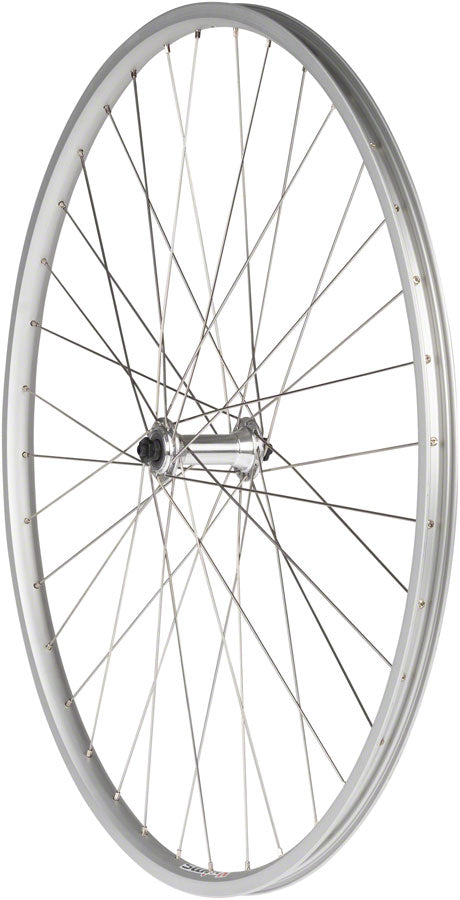 Quality Wheels Value Single Wall Series Front Wheel - 27" QR x 100mm Rim Brake Silver Clincher 36H