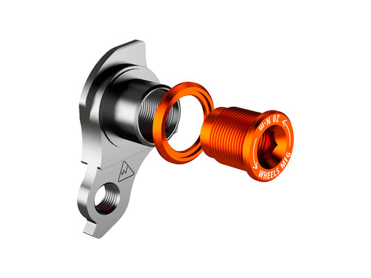 Wheels Manufacturing Universal Derailleur Hanger - 404-3 For Frames designed to accept SRAM UDH BLK/Orange