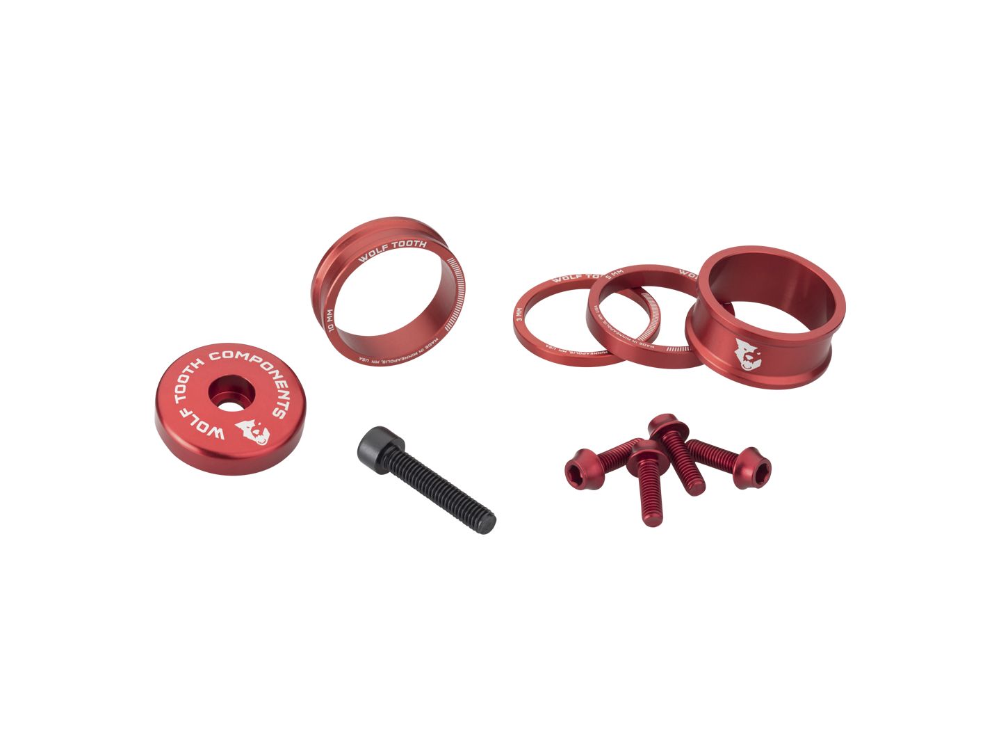 Wolf Tooth BlingKit: Headset Spacer Kit 3 510 15mm Red