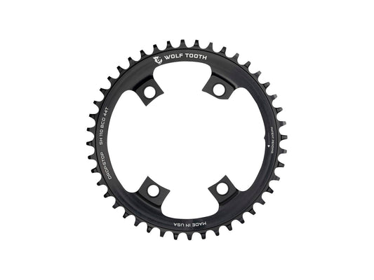 Wolf Tooth Shimano 110 Asymmetric BCD Chainring - 42t 110 Asymmetric BCD 4-Bolt Drop-Stop A For Shimano Cranks BLK
