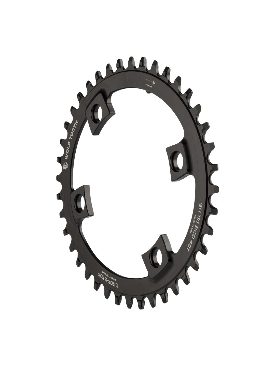 Wolf Tooth Elliptical Shimano 110 Asymmetric BCD Chainring - 42t 110 Asymmetric BCD 4-Bolt Drop-Stop B For Shimano Cranks BLK