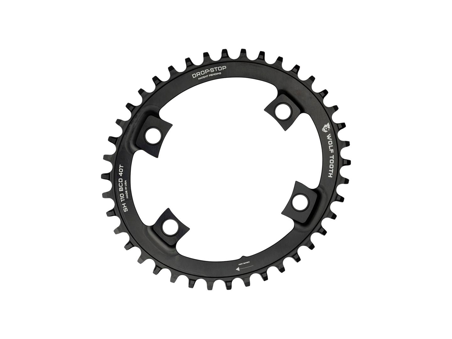 Wolf Tooth Elliptical Shimano 110 Asymmetric BCD Chainring - 42t 110 Asymmetric BCD 4-Bolt Drop-Stop B For Shimano Cranks BLK