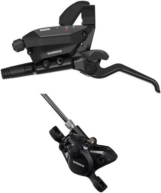 Shimano ST-EF515-L EZ Fire Plus Shift/Brake Lever BR-MT200 Disc Brake Caliper - Left/Front 3x Shift Post Mount 2-Piston BLK